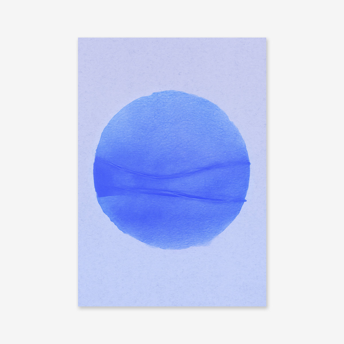 Ball is life - Blue" is a minimalist giclée art print featuring a large blue circle with two wavy horizontal lines on a light purple background, printed on matte archival paper—ideal for modern interior decor.