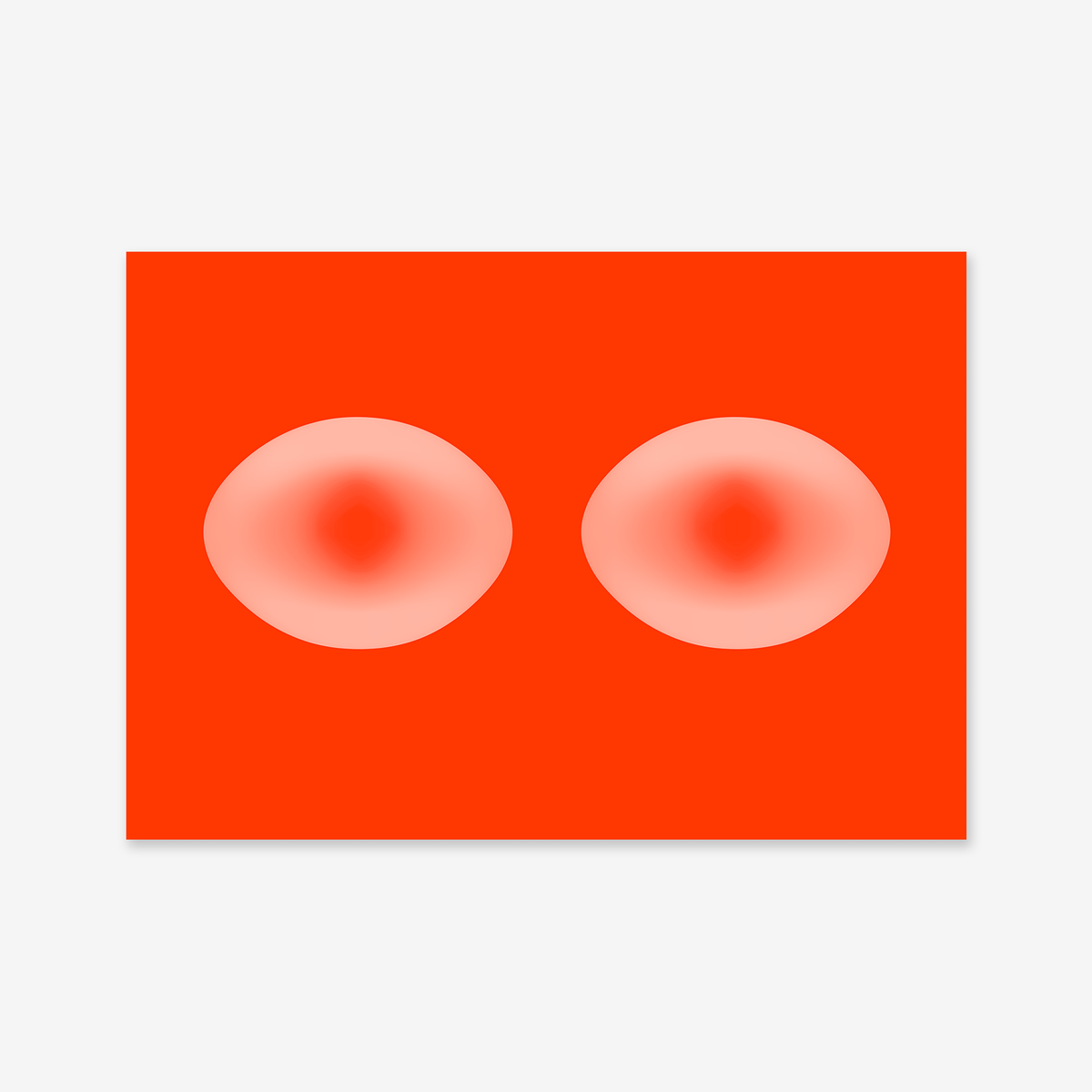 Big brother: A bright red rectangle with two soft, oval gradients side by side, each fading from red to pale pink on white—perfect as a giclée art print for a modern interior.