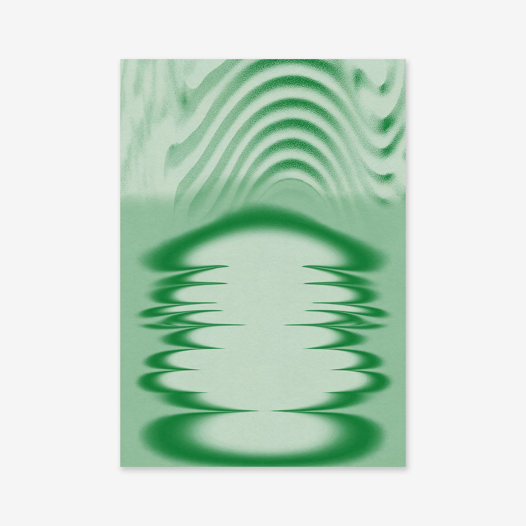 Bloppy is a modern abstract artwork with wavy, layered lines and ripple patterns on light green, offered as a giclée art print on matte archival paper for lasting vibrancy—perfect for contemporary interiors.