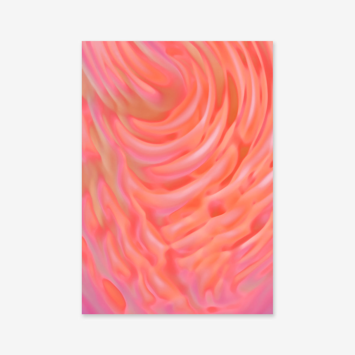 Close up No. 1 features swirling, wavy patterns in pink, coral, and peach tones. This abstract image has a soft, flowing texture like liquid or fabric folds—ideal as a Giclée art print for any modern space.