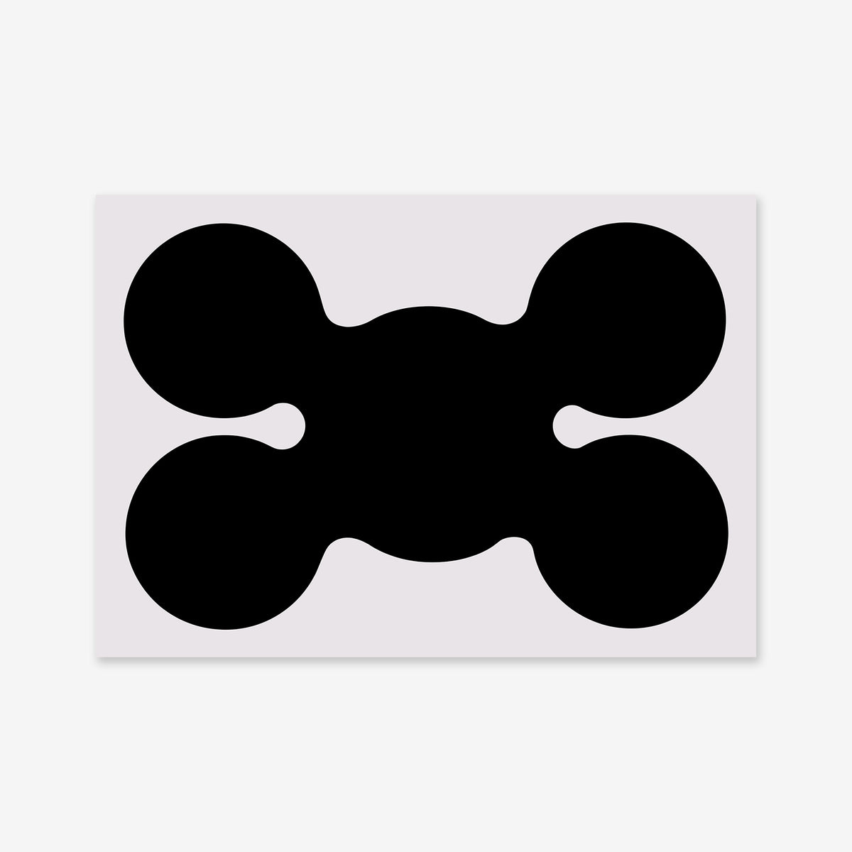 Shapes dividing No. 2 features a symmetrical abstract black form with four large round lobes joined by a wavy center on a white background—a striking giclée art print ideal for any modern interior.