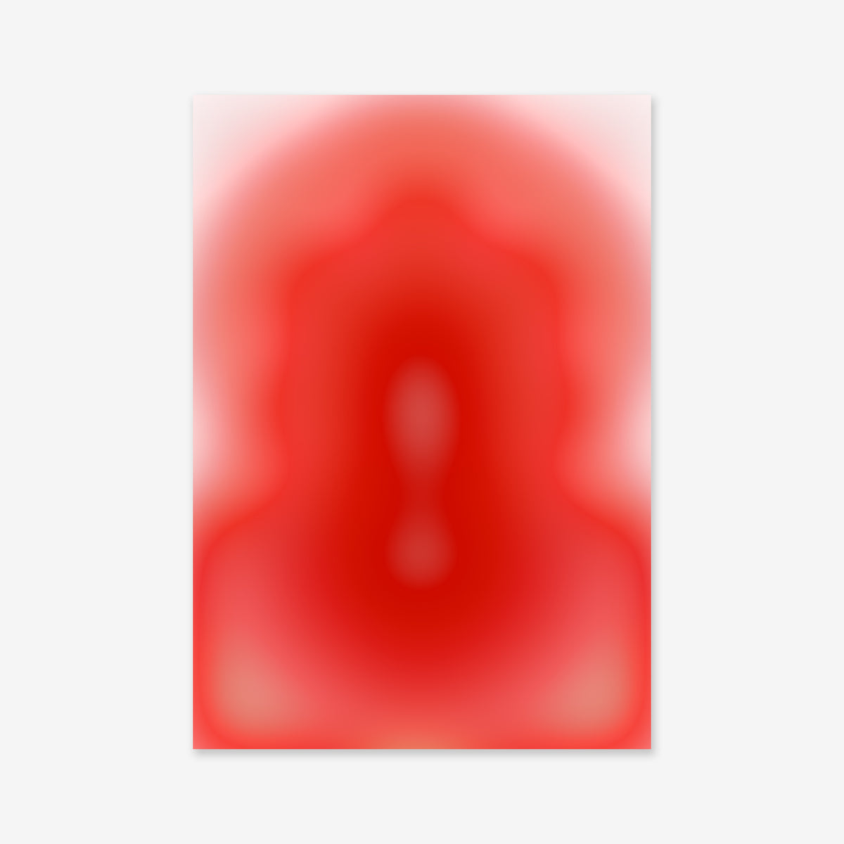 “Glowing ember” is a digital abstract image with red, pink, and white blurred gradients forming a soft, symmetrical shape with a bright center on white—perfect as a giclée art print for modern interiors.