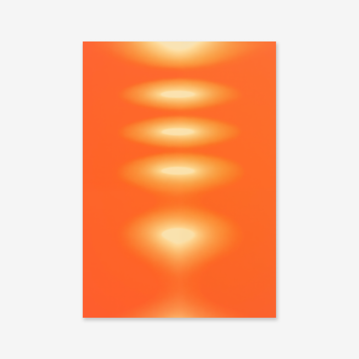 Glowing features a modern interior-inspired orange and white background, making it perfect for stylish spaces or as a striking giclée art print.