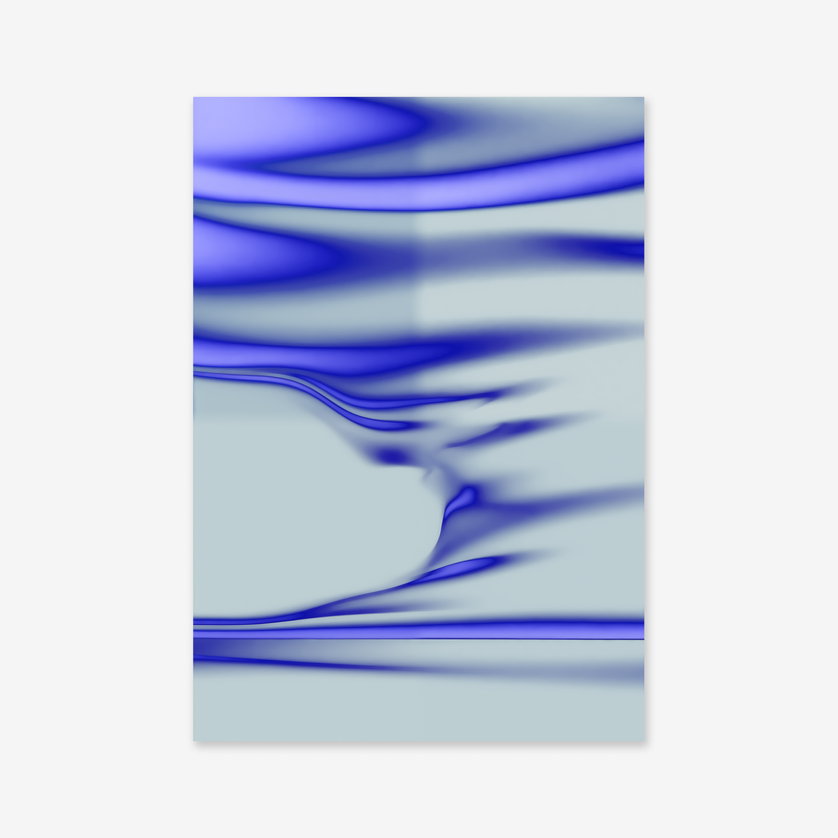 Gradient water No. 1 is an abstract Giclée art print featuring smooth, wavy blue lines on a pale blue background, adding movement and elegance to any modern interior. Printed on archival paper for lasting quality.