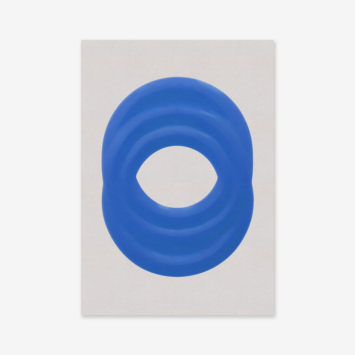 The "Small pipe" is a minimalist abstract artwork featuring bold blue, oval shapes with wavy contours on a light gray background. Presented as a giclée art print, it's perfect for adding intrigue to any modern space.