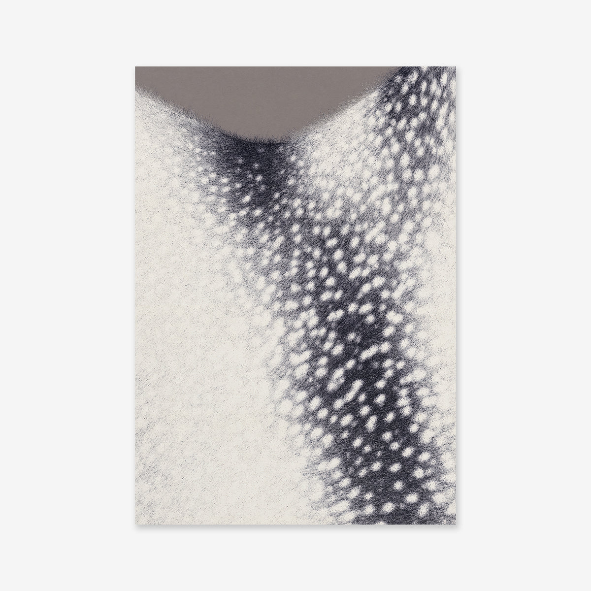 Textures No. 3 is an abstract artwork with a V-shaped gray area at the top and black-and-white stippled patterns below, creating a textured light-and-shadow effect—ideal as a Giclée art print for modern interiors.
