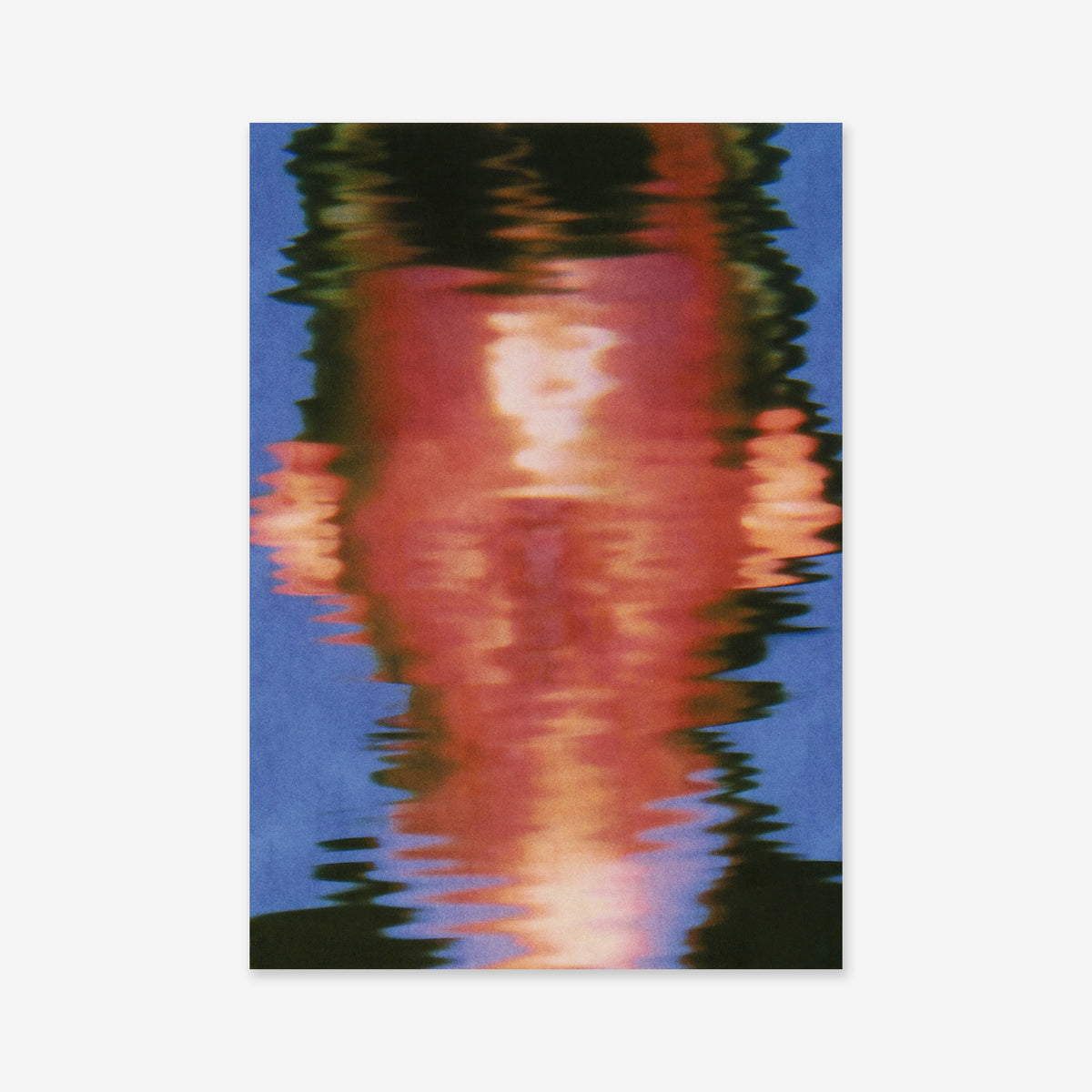 Prosopagnosia No. 2, a modern interior Giclée art print featuring a distorted, rippling reflection of a face in blue water.
